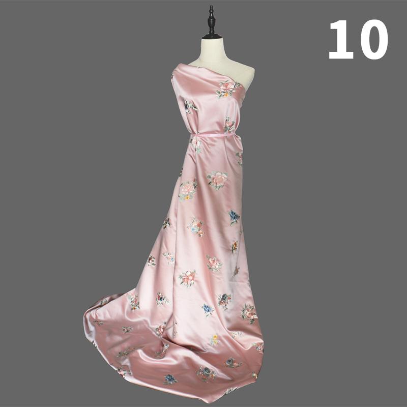 Chinese Style Peony Flower Butterfly Embroidered Fabric High-grade Soft Satin Fabric For Diy Sewing Dress Cheongsam Hanfu Cloth