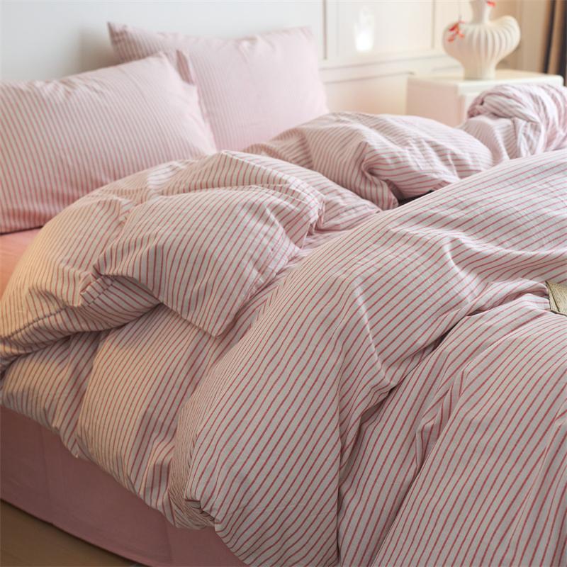 Luxury 100% Cotton Yarn-Dyed 3-Piece Duvet Cover Set (1 Duvet Cover + 2 Pillowcases), Pre-Washed,Stripe Design, Bedding Set