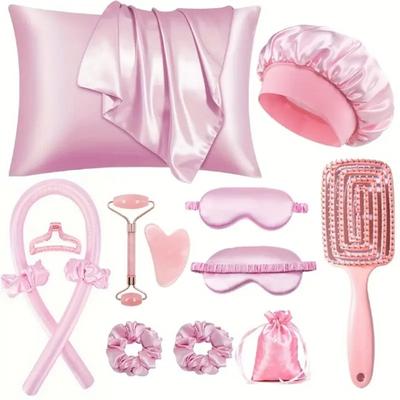 New Lazy Summer No-Heat Curling Wand Set For Women Cool Silky Curls Kit With Shower Cap & Eye Mask Easy Styling Hair Tool