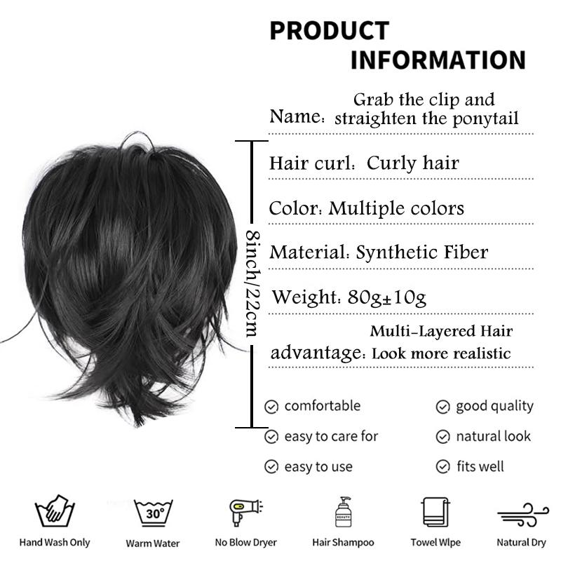 Synthetic Clip Straight Hair Circle Ponytail Wig For Women Ponytail Hair Short Curly Ponytail Extension A Variety of Colors Are Available