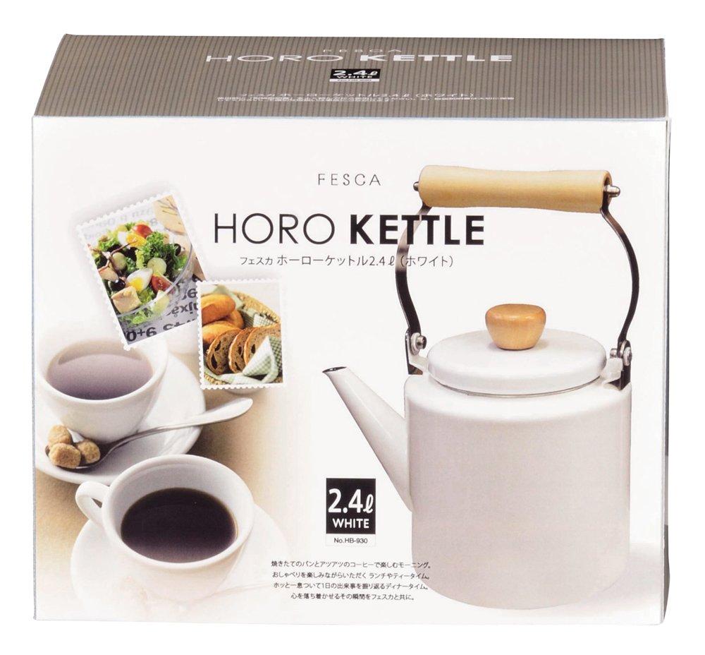 Pearl Metal Enamel Kettle 2.4L White IH Compatible Fesca HB-930