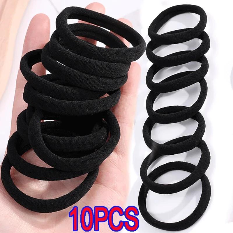 100pcs Black Basic Hair Bands Women Girls Simple High Elastic Headband Ties Rubber Ropes Scrunchies Ponytail Holders Accessories
