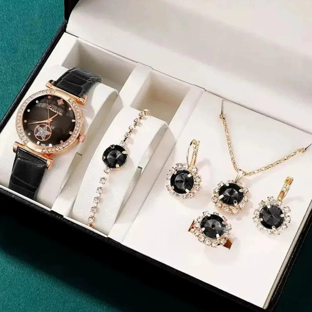 Popular Luxury Set, Bracelet Watch, Diamond-Encrusted Women'S Five-Piece Gift Box, Quartz Watch