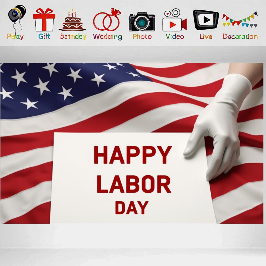 American Flag Banner Hand Gloves Design Event Banner Decorative Design Party Backdrop for Office Decoration