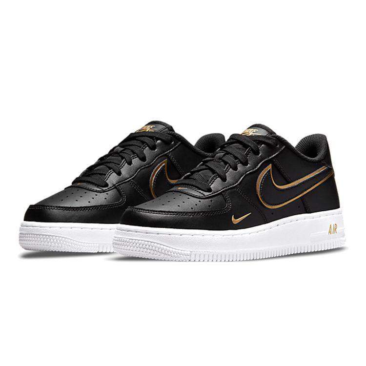 Nike Air Force 1 LV8 GS Black Metallic Gold Kids Sneakers DM3322-001