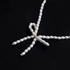 Elegant Pearl Zircon Bowknot Necklaces for Women Imitation Pearl Bow Choker Necklaces Exquisite Bowknot Tassel Pendant Necklace