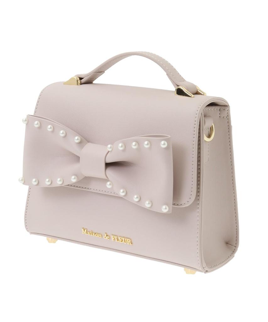 Maison de Fleur Damen-Handtasche mit Perlenband, Schwarz