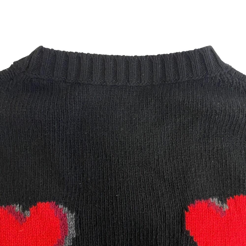Prada Sweater Heart Wool Knit Black Wool Women Used