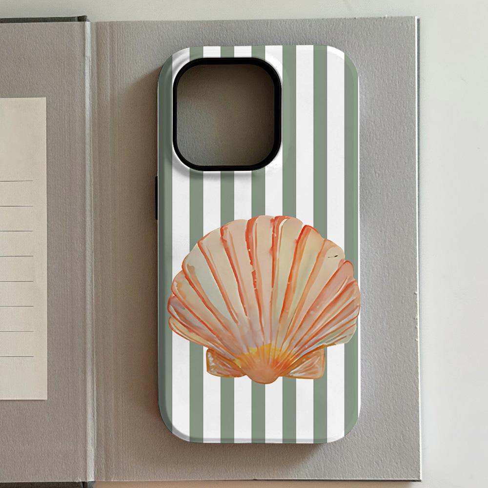 Luxury Oil Painting of Scallops Phone Case for iPhone 17 16 15 14 13 12 11 X XS Air Pro Max Plus Luxury Double-layer Back Cover