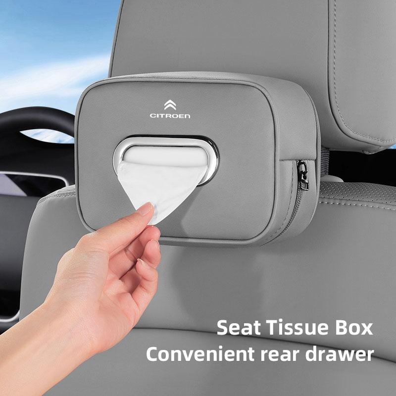 MVDC1 Microfiber Leather Car Tissue Box Cover Tissue Holder For Citroen C4 C3 C5 C5X e-C4 X e-C3 C-Elysee Berlingo C1 C6 C2 C-Crosser