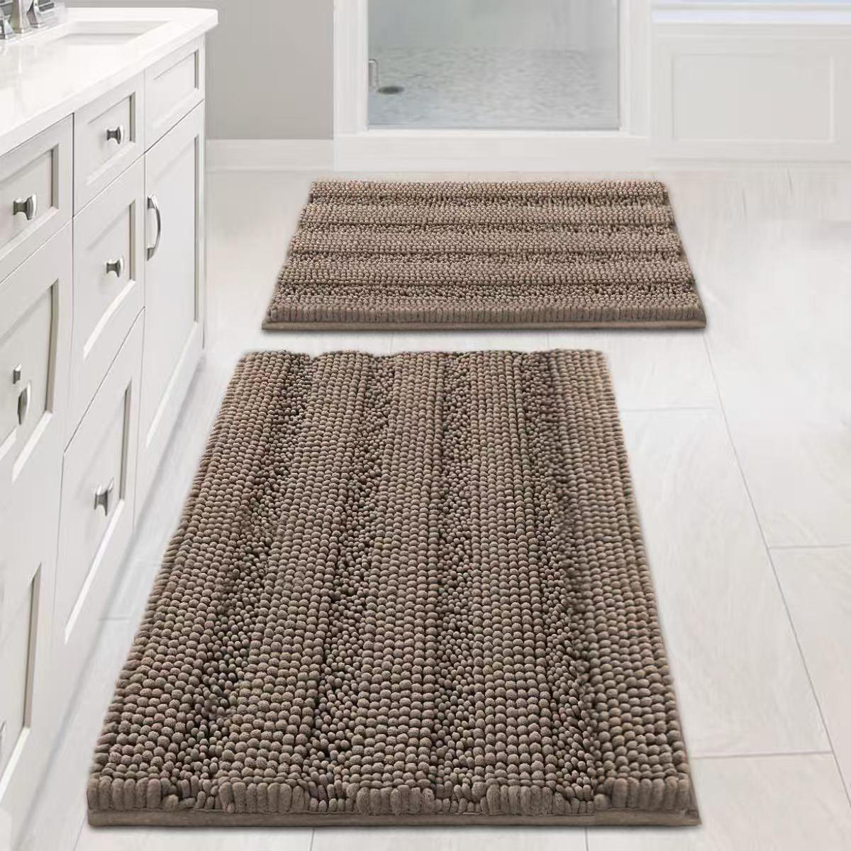 

Thick Chenille Bath Mat Anti Slip Water Absorb Bathroom Carpet for Living Room High and Low Hair Bedroom Rugs Kitchen Floor Mats 40x60cm кавовий