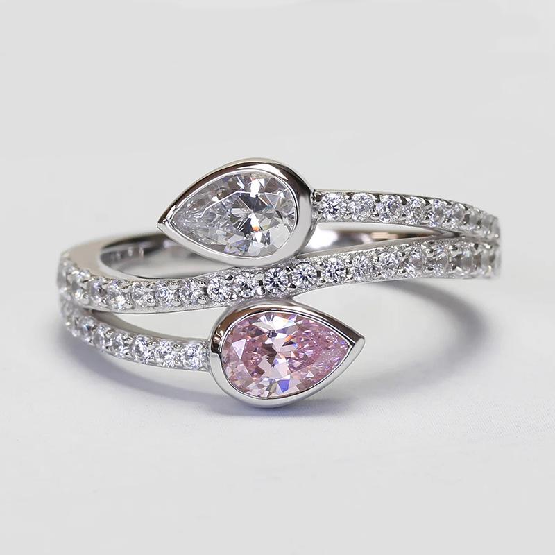 

Classic Female Rings Sterling Silver Waterdrop Zircon Cross Infinity Finger Rings for Women Asymmetric Wedding Gift 10