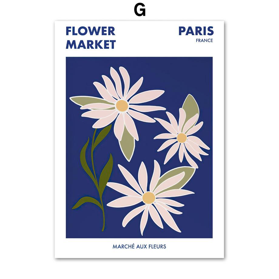 Navy Blue Abstract Matisse William Morris Wall Art Print Canvas Painting France Flower Nordic Posters Decor Pictures Living Room