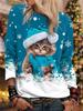 3D Print Women's Christmas Cutecat Print Hoodie Festive Pullover Sweatshirt Long Sleeve Casual Wear Fall Winter Holiday Style