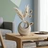Artistic Donut Ceramic Vase, 7.7" Modern Hollow Circular Flower Pot, Minimalist Sculptural Table Decor for Home Living Room