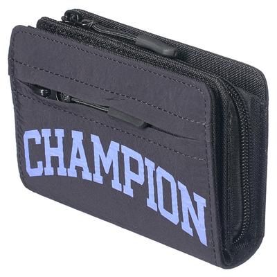 Portefeuille Champion à deux volets pour homme et femme, logo universitaire, nylon léger avec porte-monnaie, fermeture éclair LF, compact, unisexe, noir