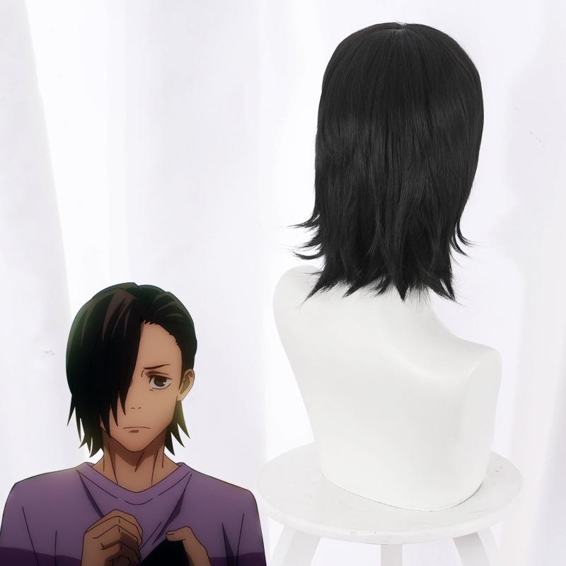 Черный короткий парик Косплей Аниме Дзюдзюцу Кайсен Йошино Дзюнпей Костюм Термостойкие — фото 5