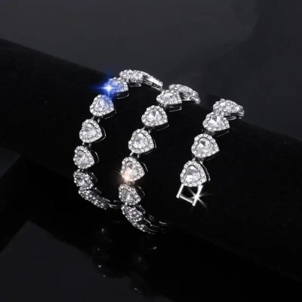 Shiny Heart-shaped Rhinestone Necklace Zinc Zinc Zinc Alloy Valentine's Day Necklace  Party