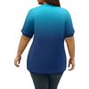 Women's Fashion Casual Printed V-Neck Short Sleeve Large Size T-Shirt Top