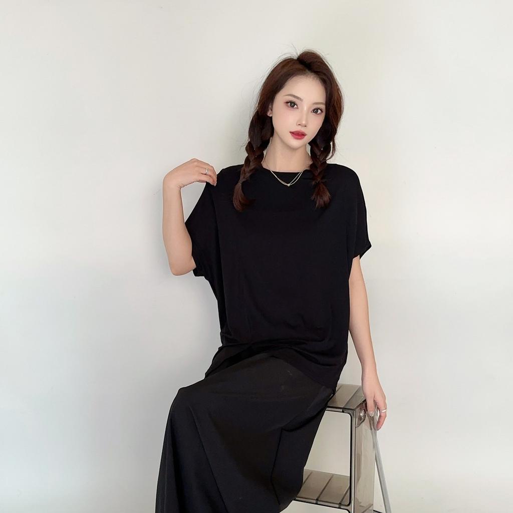 Irregular short sleeved Tshirts Modal O-Neck T-shirts women thin base layer top Loose undershirts Featured Tees all match