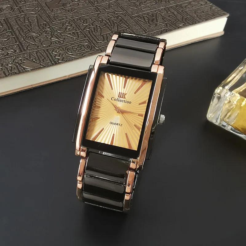 New Quartz Watches Man Fashion Luxury Business Rectangle Wristwatches Black Gold Couple Watch Gifts Reloj Hombre Montre Homme
