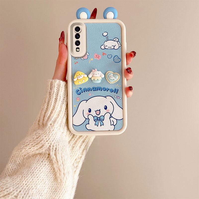 KEYSION Cute Ear 3D Cartoon Case for Samsung A50 A50S with Bracelet Soft Silicone Shockproof Phone Back Cover for Galaxy A30S