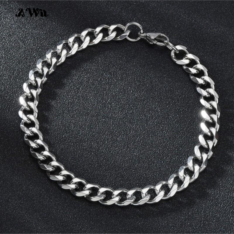 

Fashion Stainless Steel Men Curb Cuban Chain Bracelet Women Bracelet on Hand for Couple Unisex Wrist Hand Jewelry Gift Party 20cm серебряный