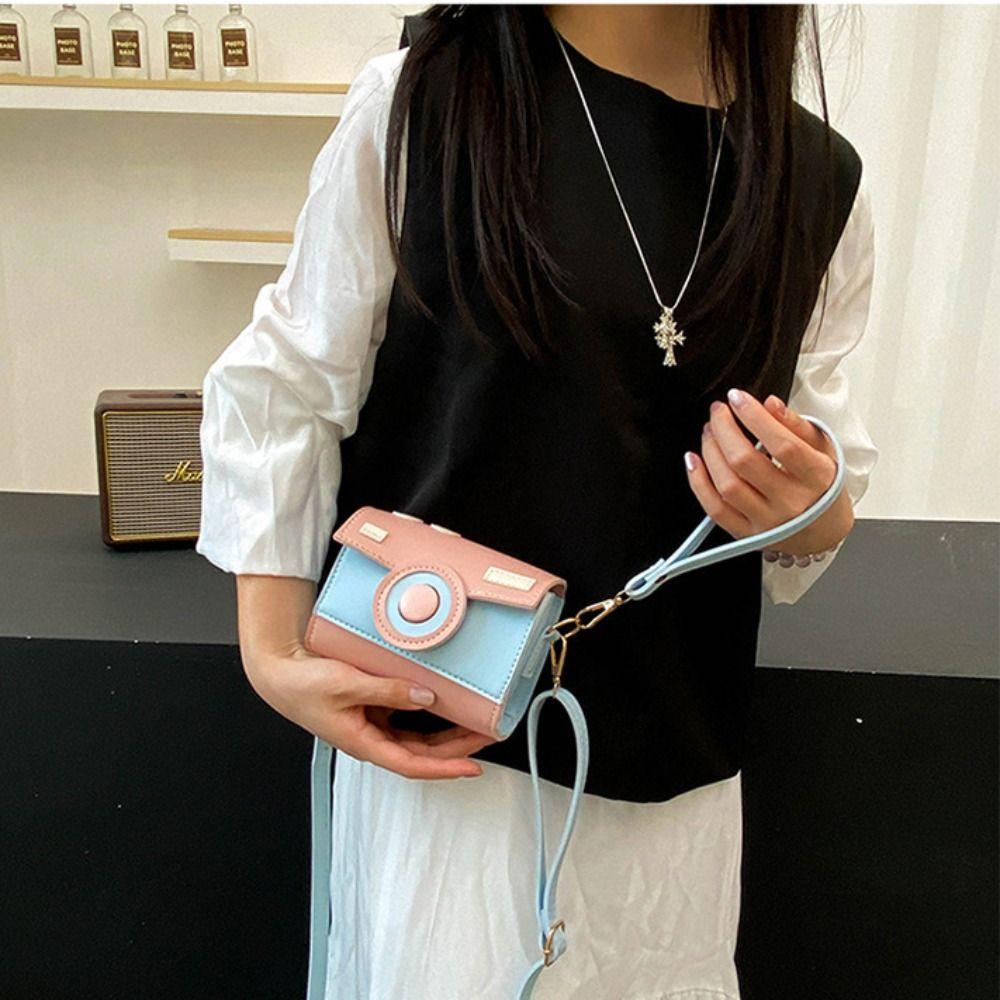 Kleine Tas Grappige Vierkante Tas Mini Contrasterende Kleur Crossbody Tas Draagbare Camera Schoudertas Dames