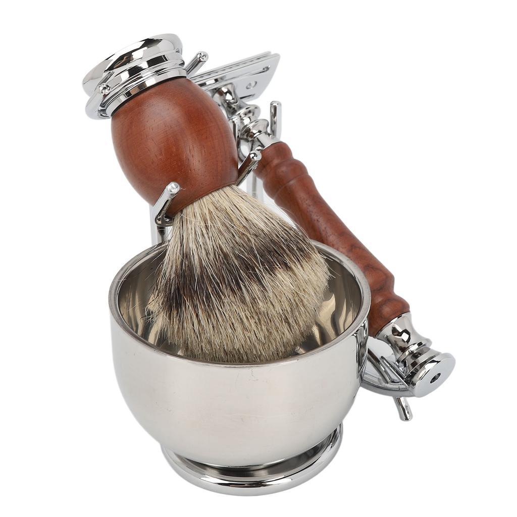 Manual Beard Trimmer Kit Alloy Beard Brush Trimming Stand Bowl Kit Stand Kit for Men Male