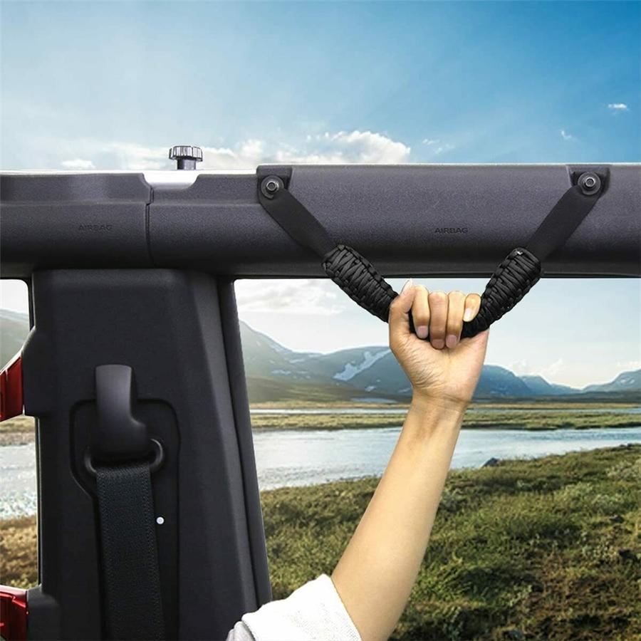 2pcs Black Roll Bar Grab Handles Non-Slip Handle Grip For 2021-2022 Ford Bronco