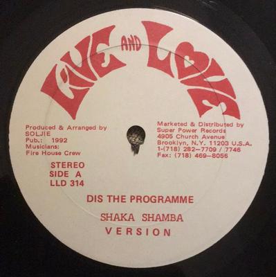 12inch Record SHAKA SHAMBA - Dis The Programme LLD314 Live And Love 1992 US Reggae, Ska & Dub Used