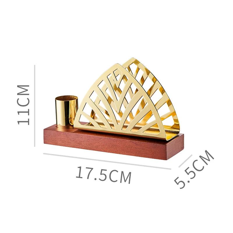 Stainless Steel Tissue Holder Toothpick Tube Gold-plated Napkin Storage Walnut Metal Napkin Rack Tableware Display Rack Gift