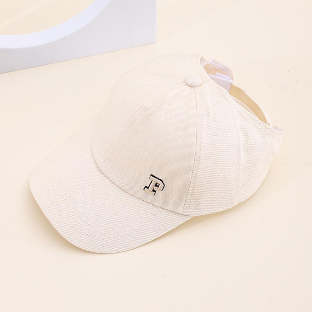 

Adjustable Peaked Cap Versatile Sun Protection Hats Letter Embroidery Baseball Hats For Women бежевий