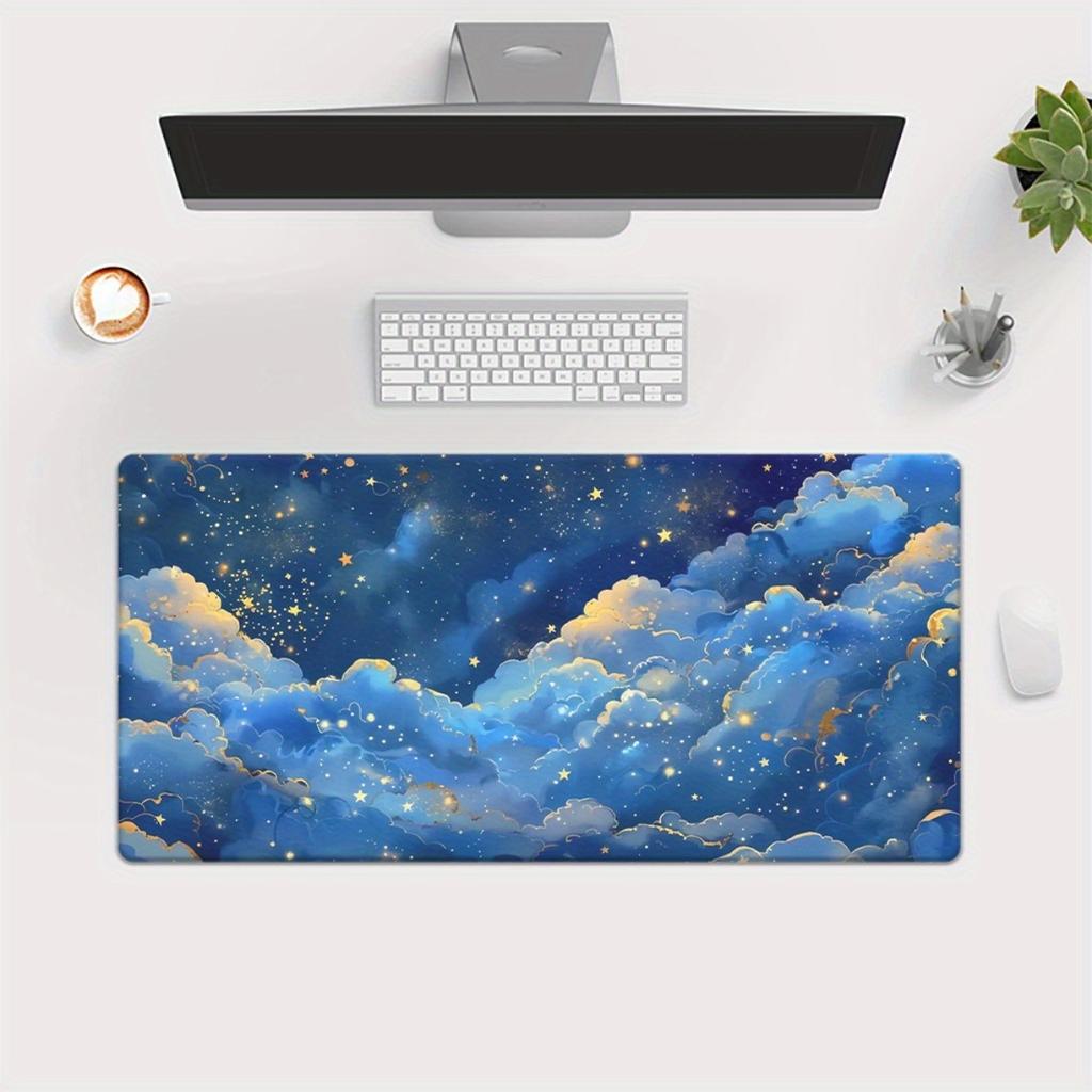 pc XXL Cloud and Star Pattern Mouse Pad for Desk MultiFunctional Gaming Mouse Mat Keyboard Pad Office Computer PC Gamer