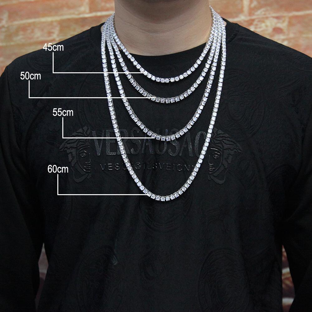Personalized Zircon Tennis Chain Necklace Men's Hip-hop Versatile High-end Jewelry Necklace