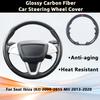 Car Steering Cover For Seat Ibiza (6J) 2008-2015 MII 2013-2020 UV Protection Anti-Aging Glossy Carbon Fiber Leather