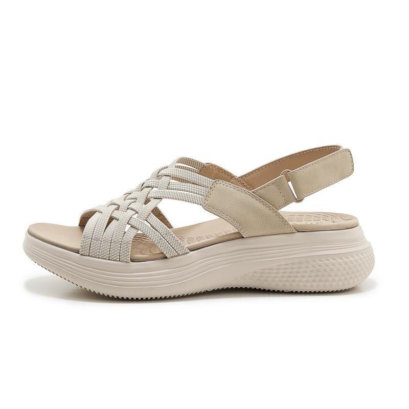 2025 Summer New Md Outsole Casual Lightweight Rubber Thick-Soled Sandals Comfortable Lightweight Velcro Sports Wedge Cloth