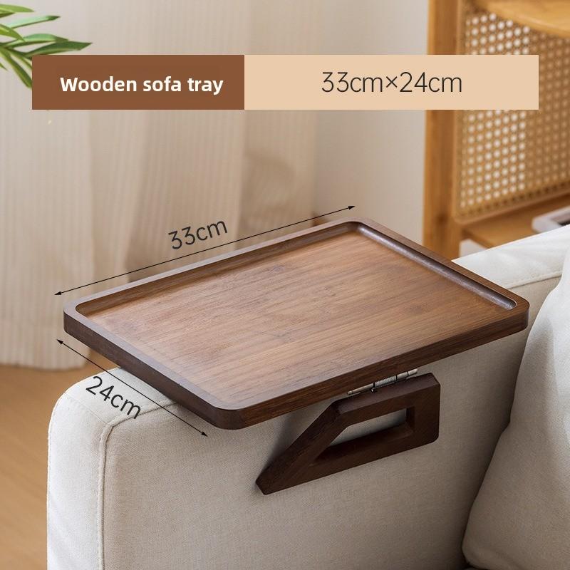 New Chinese Style Bamboo Folding Tray Anti Slip Tea Tray Sofa Armrest Table Space Saving Cheese Plate