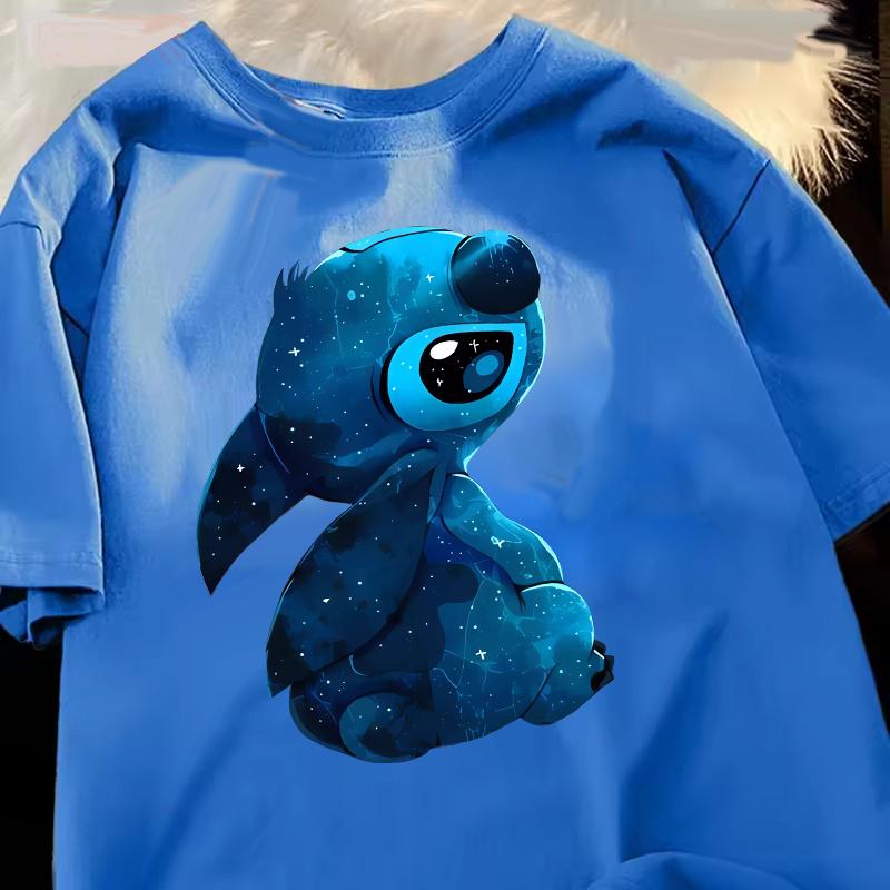 Funny 100 Cotton Stitch Love Graphic Print TShirt for Women Casual Short Sleeve Tee Cartoon Design