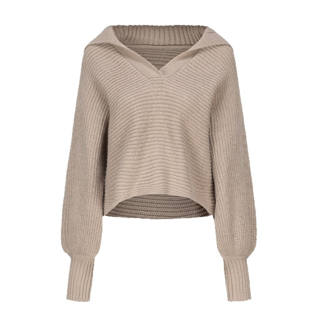 Popular 2026 European and American Foreign Trade Autumn and Winter New Knitted Sweater Knitted Sweater Lapel Pullover Women's Top