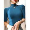 Magic Queen Thread Half Sleeve T-shirt Women Spring and Summer Half Sleeve Turtleneck Shirt Inner wear Slim fit Top T-Shirt