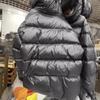 Black and gold down jackets, new short and long men's and women's jackets in autumn and winter, thickened white duck down, loose hooded.