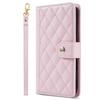 Funda tipo cartera de cuero con diseño de rejilla 3D y correa de lujo, soporte para libro para iPhone 17 16 15 Pro Max Samsung S25 S24 Plus A17 A16, para chicas, ranura magnética para tarjetas, tapa abatible