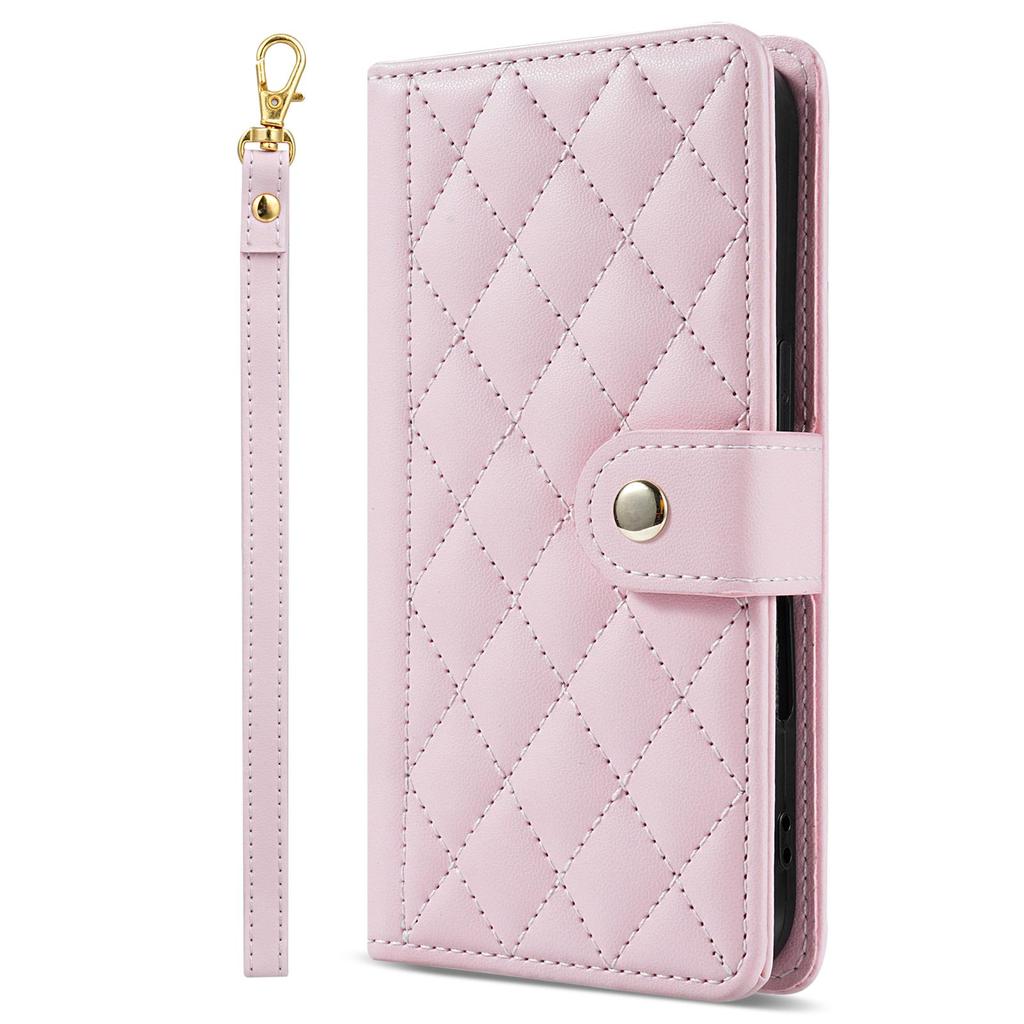 Funda tipo cartera de cuero con diseño de rejilla 3D y correa de lujo, soporte para libro para iPhone 17 16 15 Pro Max Samsung S25 S24 Plus A17 A16, para chicas, ranura magnética para tarjetas, tapa abatible