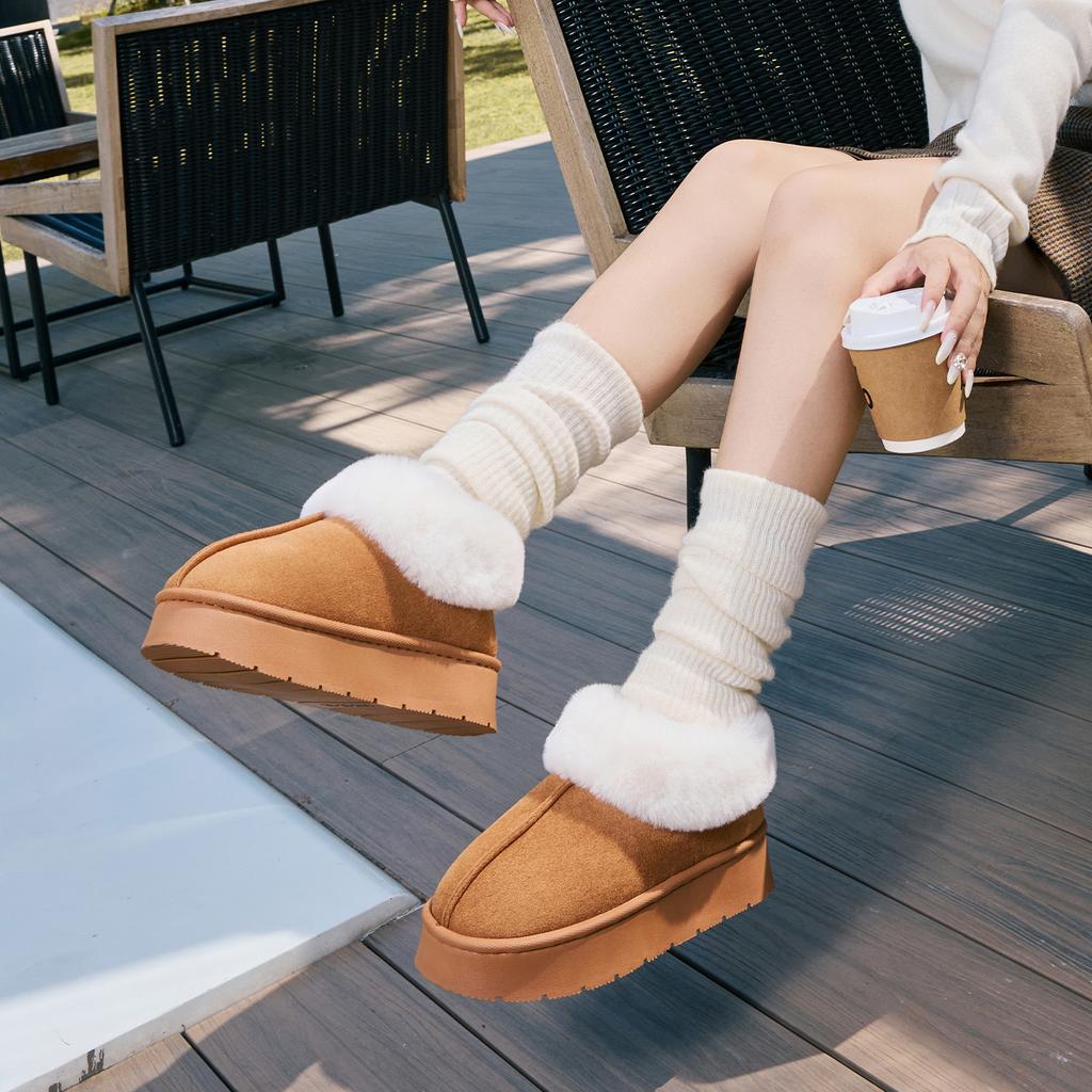 Winter Thick-soled Bag and Cotton Slippers Are Fashionable and Versatile, Piled and Thickened To Keep Warm, and Snow Cotton Shoes Do Not Shed Hair.