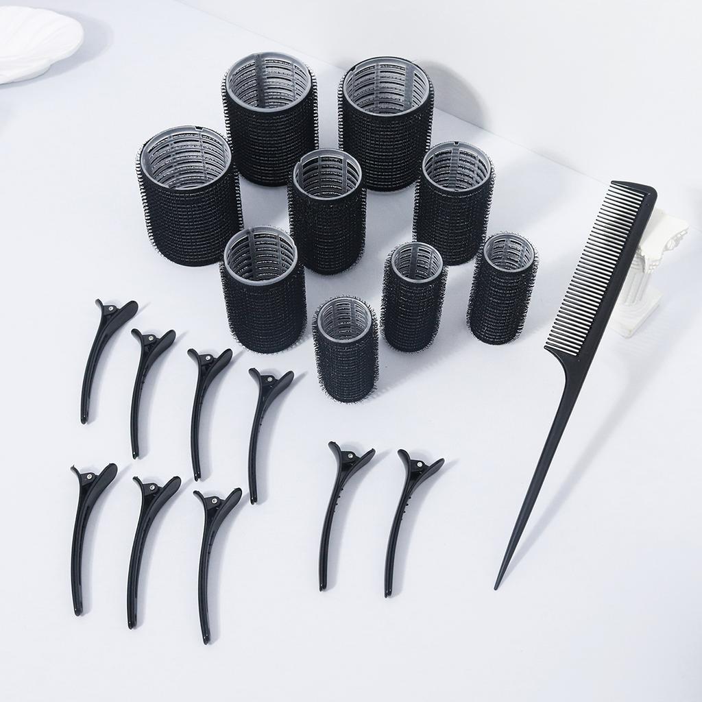 19pcs styling hair accessory kit, heatless curler, duckbill clip, pointed tail fine tooth comb, special for real hair wigs