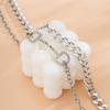 Accessories, creative full diamond D-shaped symmetrical double-layer necklace, hip-hop thick chain metal mix and match necklace