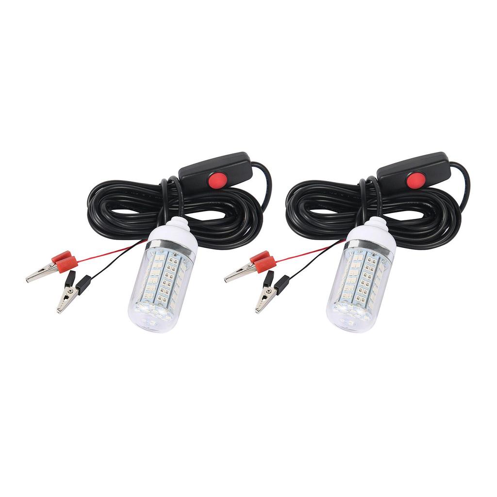 2x 12V 108 LEDs Submersible Fishing Light Underwater Fish Lamp with 5m Cord And Boat