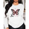 [Graphic Print T-shirt] Women's Graphic Print T-shirt - Long Sleeve Crew Neck Casual Top for Spring & Fall
