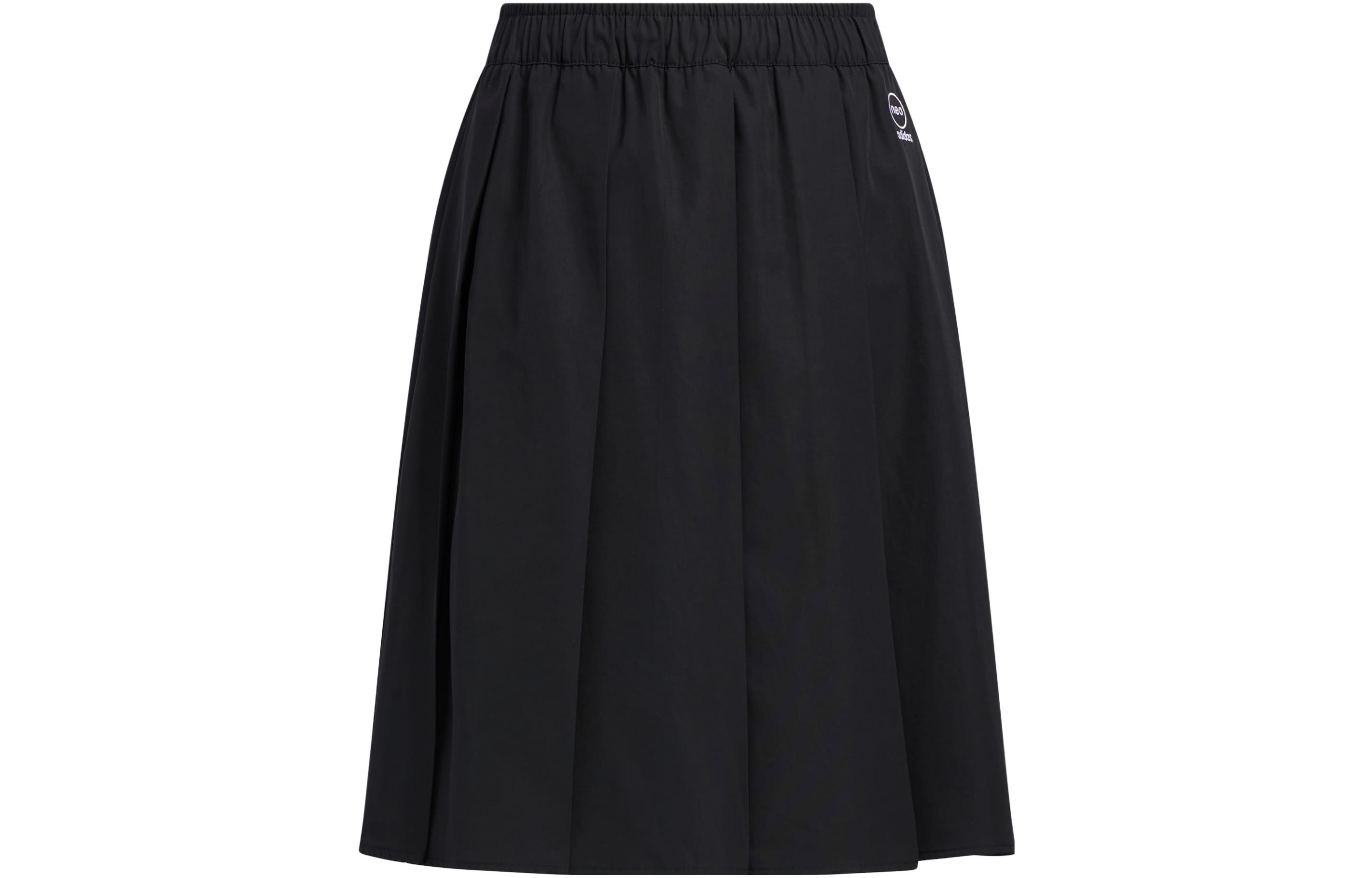 Adidas Neo Casual Long Skirts Women s Black Thin Mid Length Pleated Skirt IA6722 S